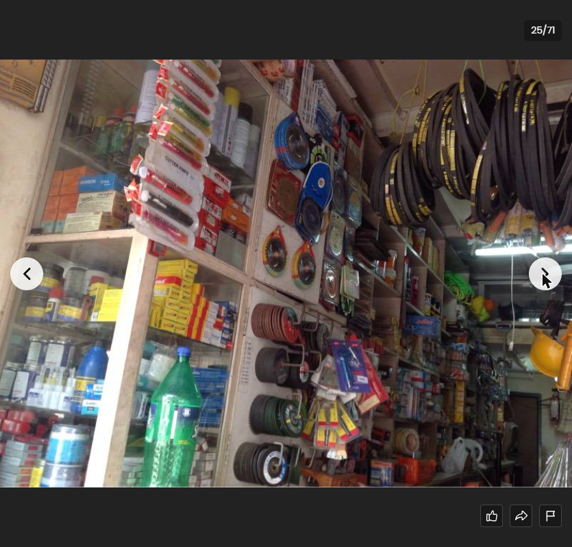 Cutting discs and V-belts on shelf — Maimoon Hardware Kondhwa Pune