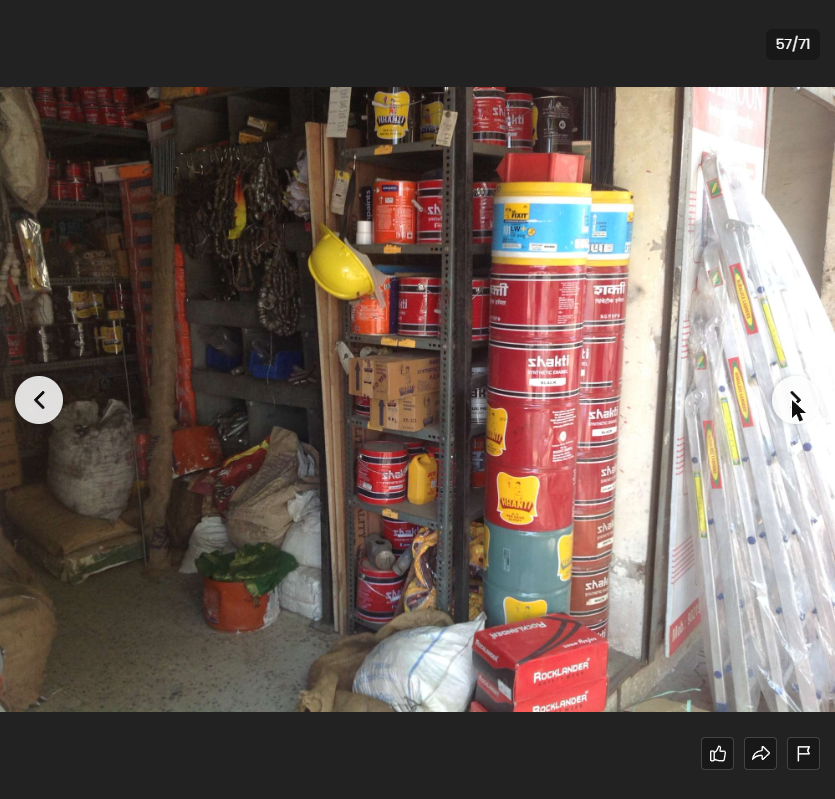 Paint tins and accessories on shelf — Maimoon Hardware Kondhwa Pune