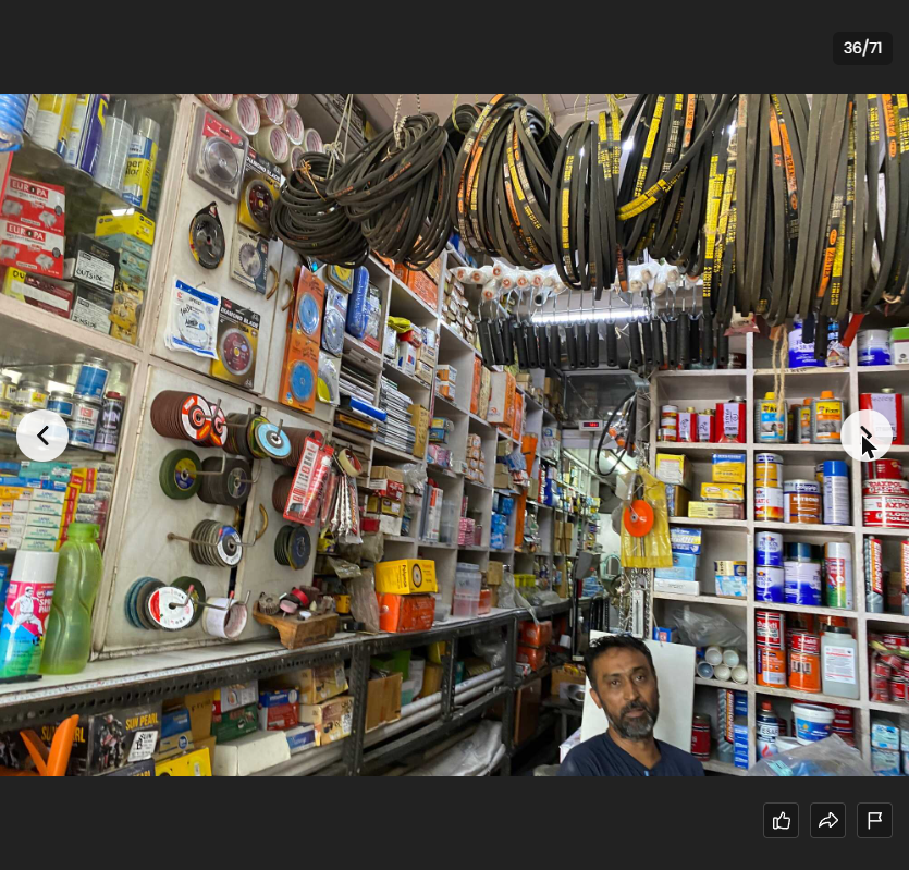 V-belts and abrasives display with staff — Maimoon Hardware Kondhwa Pune